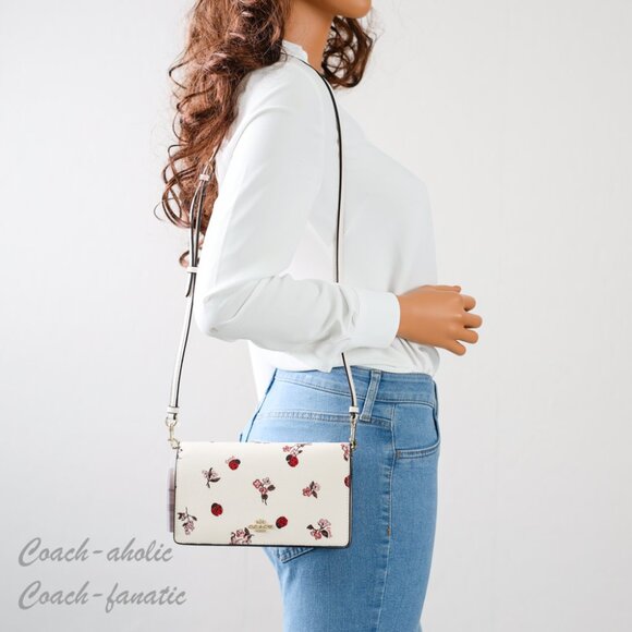 NWT Coach CU267 Anna Foldover Clutch Crossbody With Ladybug Floral Print - Picture 2 of 10